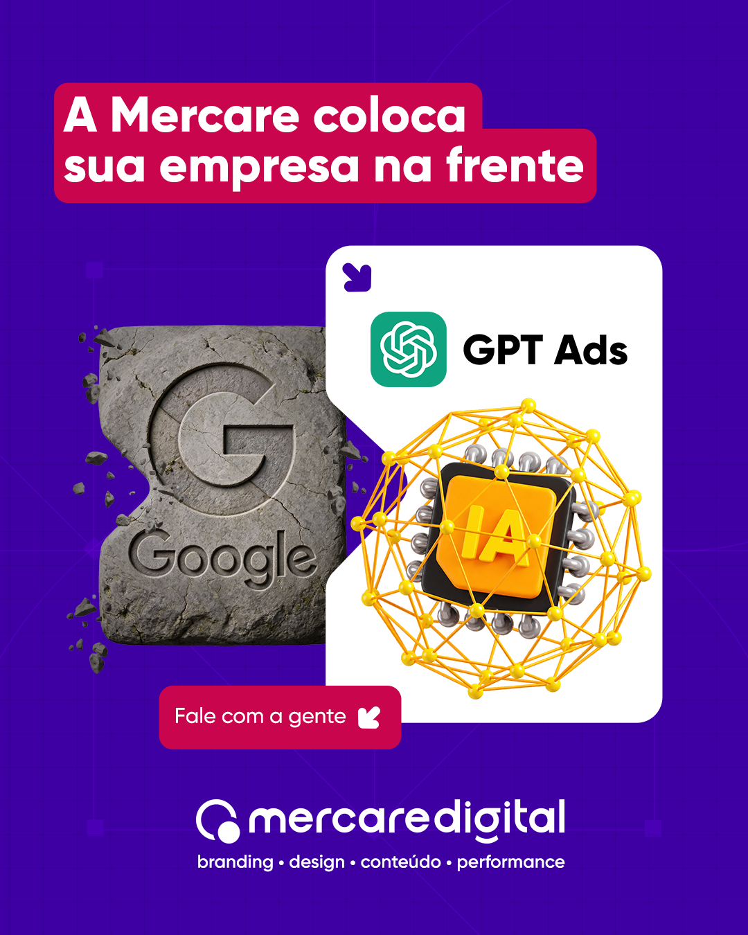 Tráfego pago com GEO e GPT Ads no Google e no ChatGPT — Mercare Digital